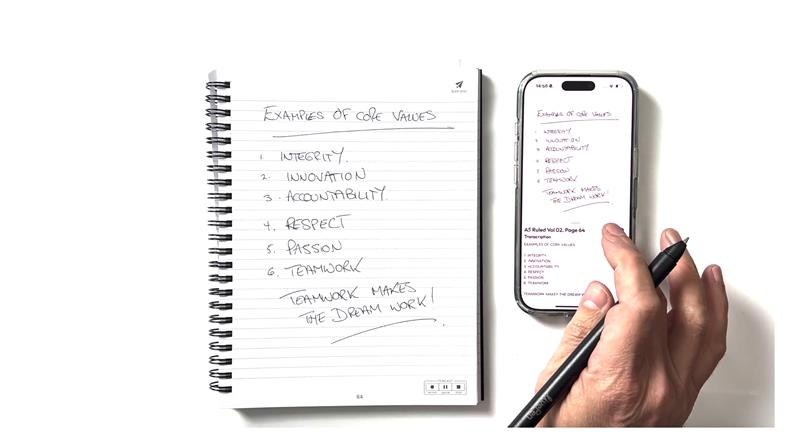 Livescribe LivePen Smart Pen & Smart Paper Notebook Core Values Sketch