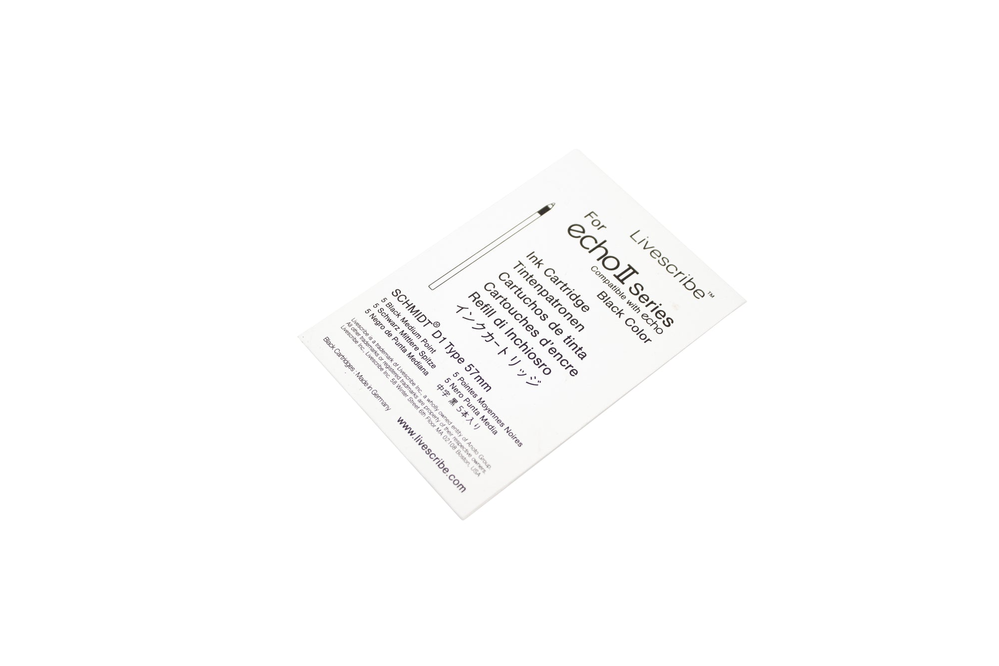 Livescribe Echo Smart Pen Ink Cartridges 5-pack  Black Medium (front)